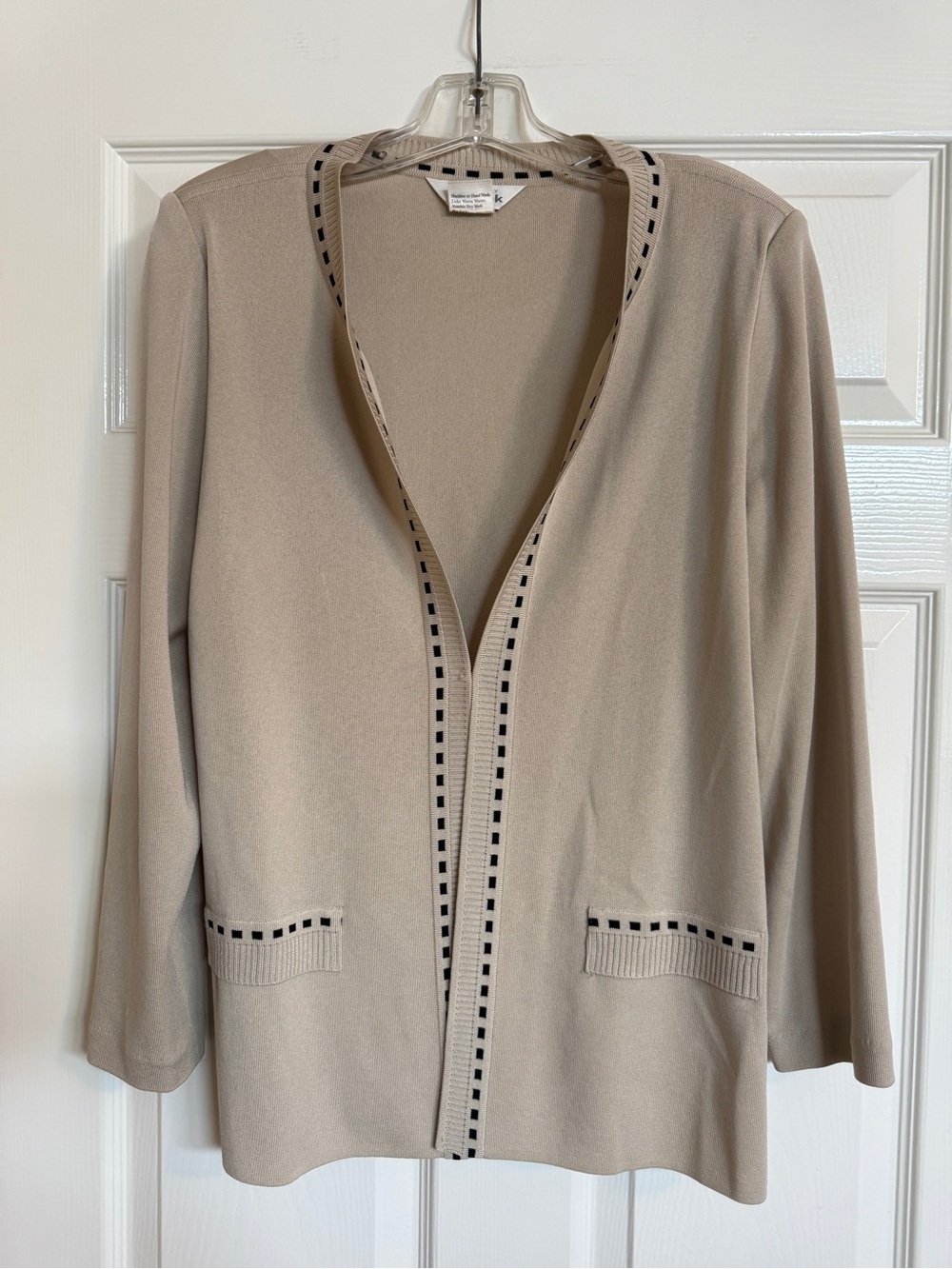 MISOOK Beige Cardigan with Black Trim Sz M